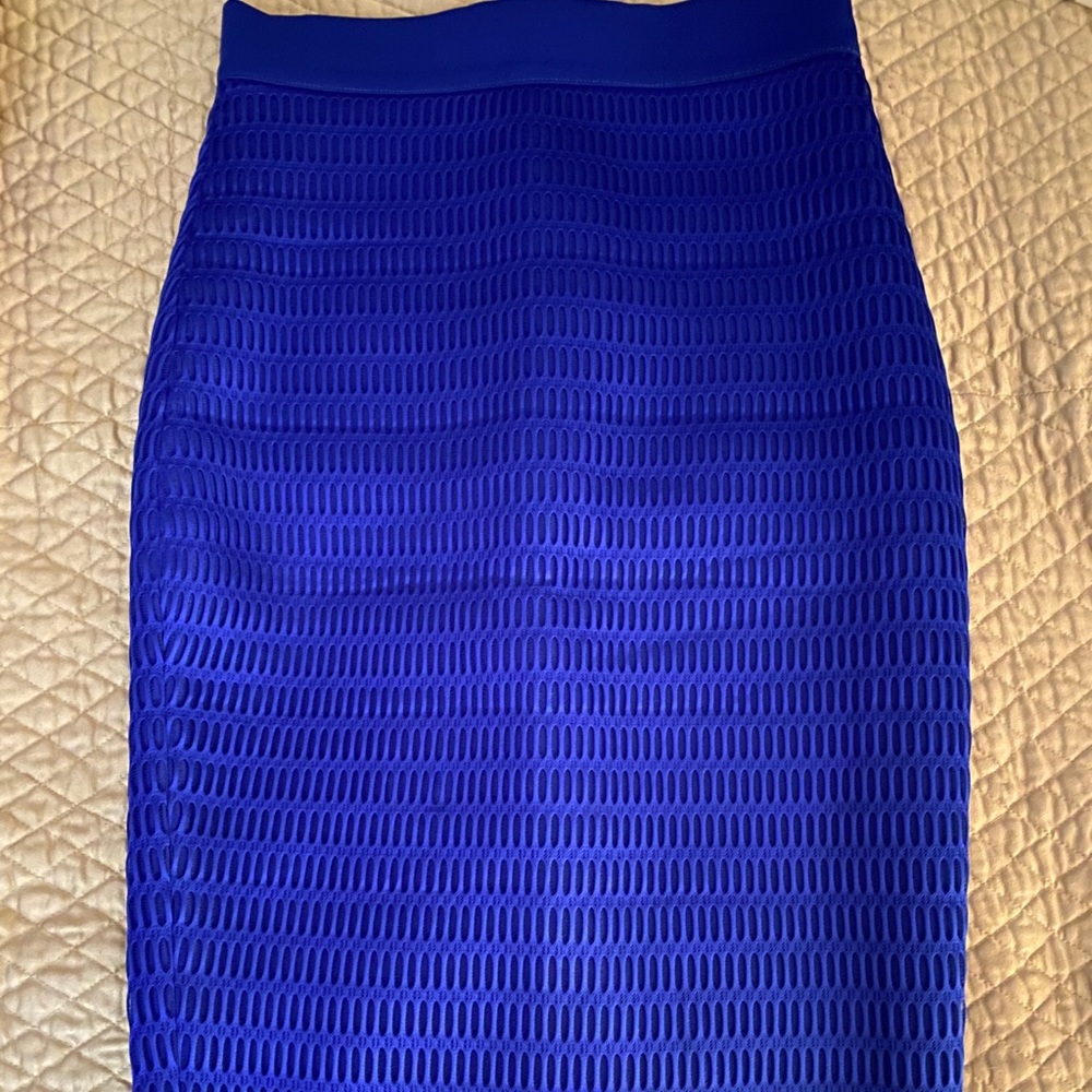 Bright blue pencil skirt